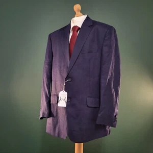 Peter Christian Pure Linen Suit 2 Piece Navy Blue Jacket 42R Pants 36 X 28 A - Picture 1 of 21