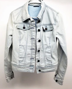 Ny & Co Sm Distressed Blue Jean Jacket, Silver Buttons, Pockets #0903 - Picture 1 of 6
