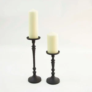 Juego de 2 portavelas de pilar negro G-7239 vajilla decoración - Imagen 1 de 3
