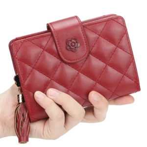 Women Leather Wallet Bifold Zipper Pocket Wallet Card Case Purse with ID Window - Picture 1 of 23