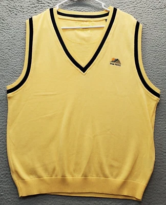 Cutter & Buck Sweater Vest Mens Medium Yellow Knit Ribbed Hem Sleeveless V Neck - Image 1 of 4