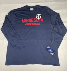 MINNESOTA TWINS Majestic Blue Long Sleeve Pullover Shirt, Size: 2XL - Picture 1 of 5