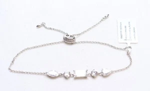 Nadri Silver Tone Cubic Zirconia Slider Bracelet $88 New - Picture 1 of 4