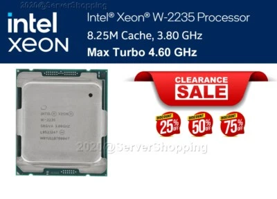 Intel Xeon W-2235 Procesador CPU 6CORE 3.80GHz 8.25MB L3 Caja 130W SRGVA 4.60GHz - Imagen 1 de 4