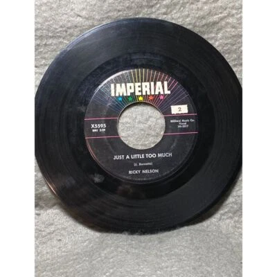 Vintage 45 RPM Vinyl RICKY NELSON 'JUST A LITTLE TOO MUCH & SWEETER THAN YOU' - Image 1 of 2