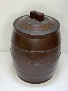 Vintage 1940s Airtite Velos Bumper Barrel Brown Bakelite Tobacco Jar with Lid - Picture 1 of 14