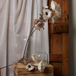 Artificial Flowers 1x Poppy Stem, Tall Large White Poppy Wild Meadow Flower Stem - Picture 1 of 5