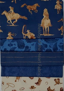 Ride the Range 5 yard Western Fabric Set Navy Cowboy Chic Riley Blake 12740N-5 - Picture 1 of 2