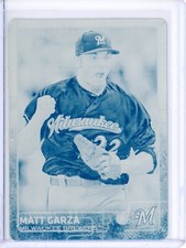 2015 Topps Matt Garza 56 Cyan Printing Plate 1/1 Milwaukee Brewers Cubs Rays