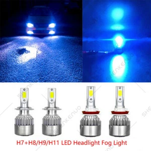 H7 H11 Ice Blue LED Headlight Bulbs Kit High Low Beam Total 144W 16000LM 8000K - Picture 1 of 8
