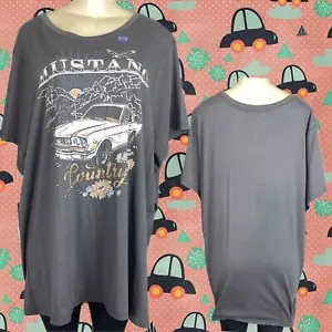 Ford +5 Gray Mustang Floral Country Car Graphic Crew Neckline Short Sleeve Tee - Picture 1 of 6