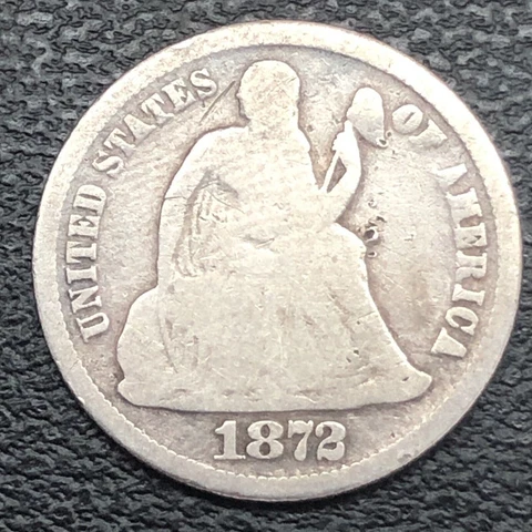 1872 Seated Liberty Dime 10c Mid Grade #32716 Cover