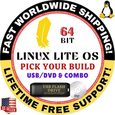 LINUX LITE OS - PICK YOUR VERSION - 64BIT LIVE/ FULL USB, DVD MAC, PC | LATEST - Image 1 of 4