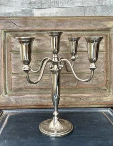 Godinger candelabro in argento placcato 12" candelabro 4 bracci 5 portacandele - Foto 1 di 8