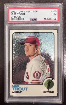 2022 Topps Heritage 100 Mike Trout Chrome SP #432/999.  PSA 7 - Image 1 of 2