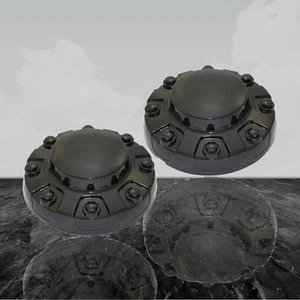 Gloss Black Bolt-On Front Center Caps fits 2019-2025 Ram 3500 Tradesman [2pc] - Picture 1 of 3