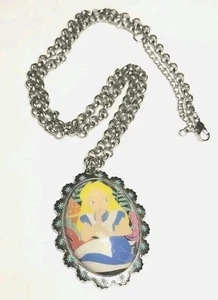 Collana Disney Alice nel Paese delle Meraviglie Ciondolo Grande 24" Ciondolo Cupola Argento - Foto 1 di 6