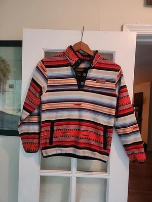 Jaqueta Pulôver de Lã Cinch Youth Kids Med 1/4 Snap Western Asteca Laranja Azul - Imagem 1 de 4