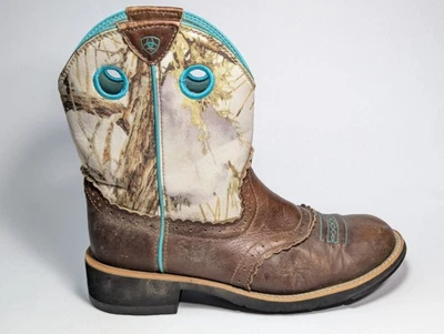 Ariat Fatbaby Cowboy Western Boots 10009503 Brown Leather Camo Womens Size 9.5 B - Image 1 of 4