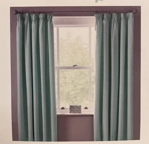 NEXT AQUA PENCIL PLEAT THERMAL BLACKOUT LINED CURTAINS MICRO FRESH  W46" X D72" - Picture 1 of 17