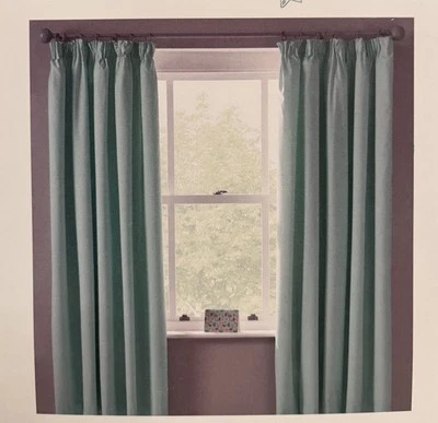 NEXT AQUA PENCIL PLEAT THERMAL BLACKOUT LINED CURTAINS MICRO FRESH  W46" X D72" - Image 1 of 4