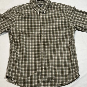 Camisa Eddie Bauer Para Hombre Grande Verde Vestido a Cuadros/Manga Corta con Botones - Imagen 1 de 6