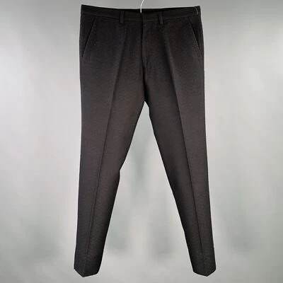 Pantalones de vestir DRIES VAN NOTEN talla 30 negros mezcla de lana jacquard frente plano Foto 1 de 4