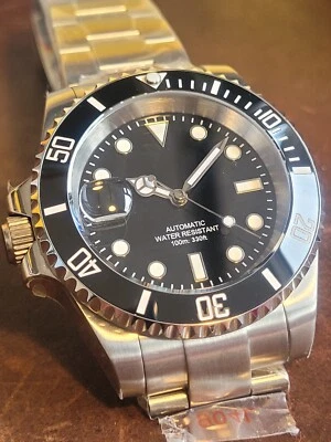 LEFT Handed Luxury 40mm Black NH35 Seiko TMI Automatic Movt Diver Watch 10atm WR - Image 1 of 4