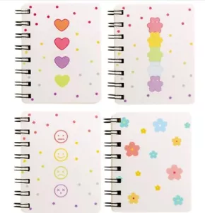 Small Spiral Notebook, 4 Pcs 3.14 Inch X 4.13 Inch 4 Style Design Thick Hardcove - Picture 1 of 9