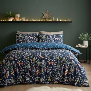 Catherine Lansfield Enchanted Twilight Bettbezug Quilt Bettwäsche Set Navy Double - Bild 1 von 5