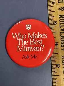 Botón PinBack vendedor de minivan Dodge de colección como nuevo concesionario - Imagen 1 de 2