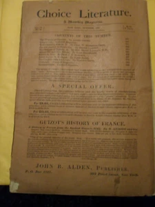 Choice Literature Monthly Magazine - October, 1884 - Picture 1 of 3