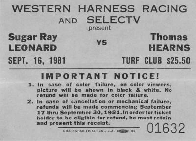 Sugar Ray Leonard vs Thomas Hearns Boxing Ticket Welterweight Title 1981 #01632 - Image 1 of 2