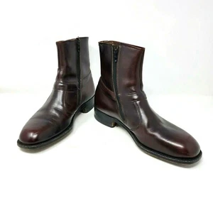 Breather Wright Men's 7D Zipper Ankle Boots 468 Burgundy Leather Boots Vintage - Picture 1 of 10