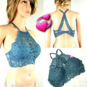 VICTORIA'S SECRET ROSA PUSH-UP ENCAJE BRALETTE CUELLO ALTO AZUL VERDE talla S NUEVO $35 - Imagen 1 de 12