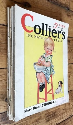9 VTG Jazz Age Collier's Magazines 1929 Complete Issues Wodehouse Rice Rohmer VG - Image 1 of 4