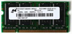 Laptop memory, mt4vddt1664hg-265c2 pc2100s-2533-0-c1 128mb, ddr, 266mhz, cl2.5, - Picture 1 of 2