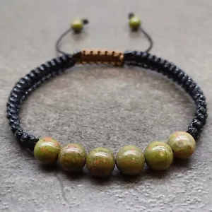 Gemstone Bead Adjustable Bracelet Men Charm Chakra Friendship Surfer Prayer Boho - Picture 1 of 2