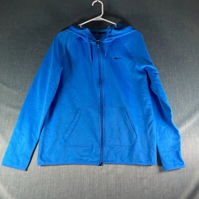 Nike Dri-Fit Womens Basketball Hoodie Size M Blue Swoosh Logo Pockets Full Zip - Image 1 of 4