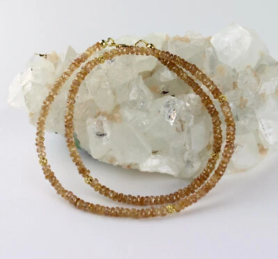 Natura Zirconi Catena Preziose Sfaccettato Zimtfarbe Rondella Collier 47,5 CM - Immagine 1 di 3