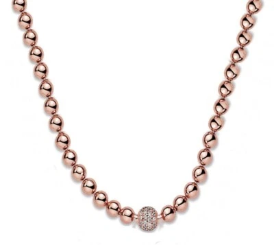 Collar de Plata de Ley 925 Rosa Colgante Cuentas Pavimentado NUEVO Cadena Envío Gratis 2025 Foto 1 de 4