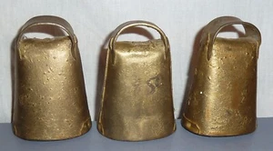 Vintage Kuhglocke Ziegenglocke 3 Stück in Messingoptik Handarbeit - Bild 1 von 5