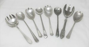 8 Mixed Lot Silverplate Serving Sporks Tableware Silver Spoon Fork SP Combo  