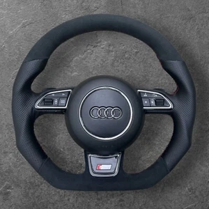 AUDI A1 S1 A6 C7 A7 A8 DSG PADDLE CUSTOM FLAT BOTTOM SPORT STEERING WHEEL - Picture 1 of 6
