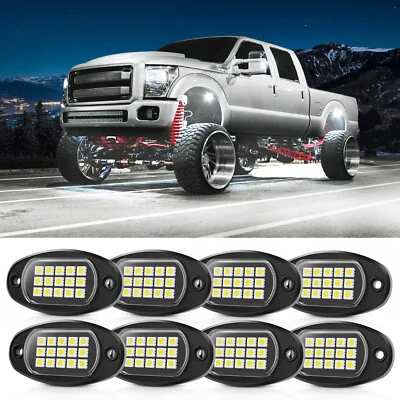 8 cápsulas luces LED de roca blancas puras luces inferiores impermeables para coche camión barco Foto 1 de 4