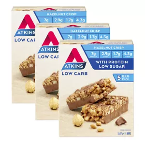 15pc Atkins Low Sugar 37g Day Break Diet Protein Snack Diet Bar Hazelnut Crisp - Picture 1 of 5