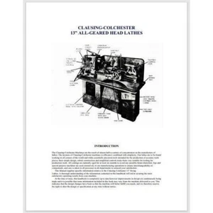 CLAUSING-COLCHESTER 13 Inch ALL-Geared Head Lathes Owners Parts Manual 35 pages - Picture 1 of 1
