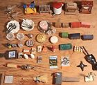 64 Vintage Doll House Miniatures Radiator Dishes Flatware Magazines Chandelier++