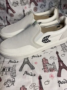 Carisma Slip On Pro Skate Off White Canvas Vintage White Suede Black Logo Sneake - Picture 1 of 9