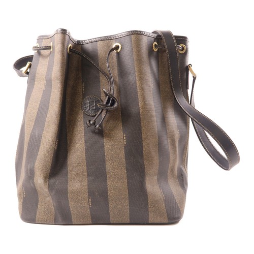 Borsa a secchiello vintage FENDI GHW borsa a tracolla rivestita in tela